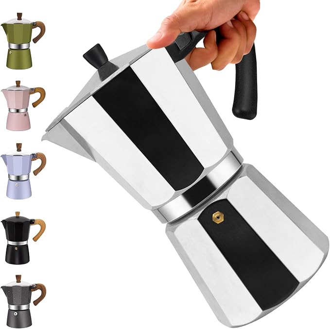 12 Cup Aluminum Moka Pot Classic Stovetop Espresso Coffee Maker 600ml 20oz Coffeemaker Percolator Mocha Pot Greca Coffee Maker Cafe Makers for Italian and Cuban Café Brewing Silver