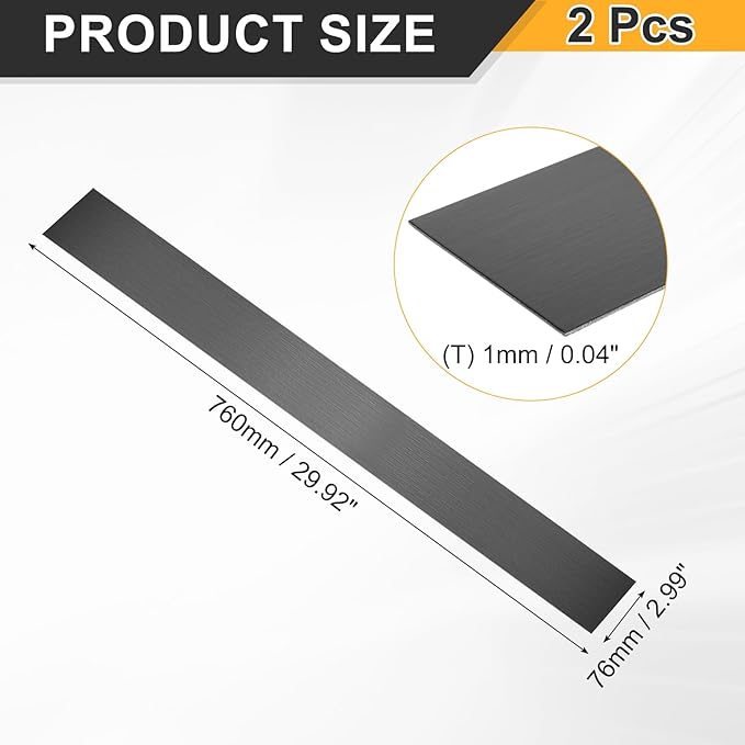 uxcell 2Pcs 304 Stainless Steel Sheet Gap Filler, 30" x 3" Self-Adhesive Metal Molding Trim Strip Gap Cover for Microwave Mirror Frame Home Decoration, Brushed Black