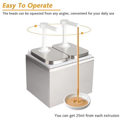 4.2QT Ketchup Pump, Sauce Dispenser,Commercial Pump Station Stainless Steel Dispenser for Hot Chocolate, Hot Fudge, Ketchup, Condiment,Caramel, Condiment, Mustard, Mayonnaise