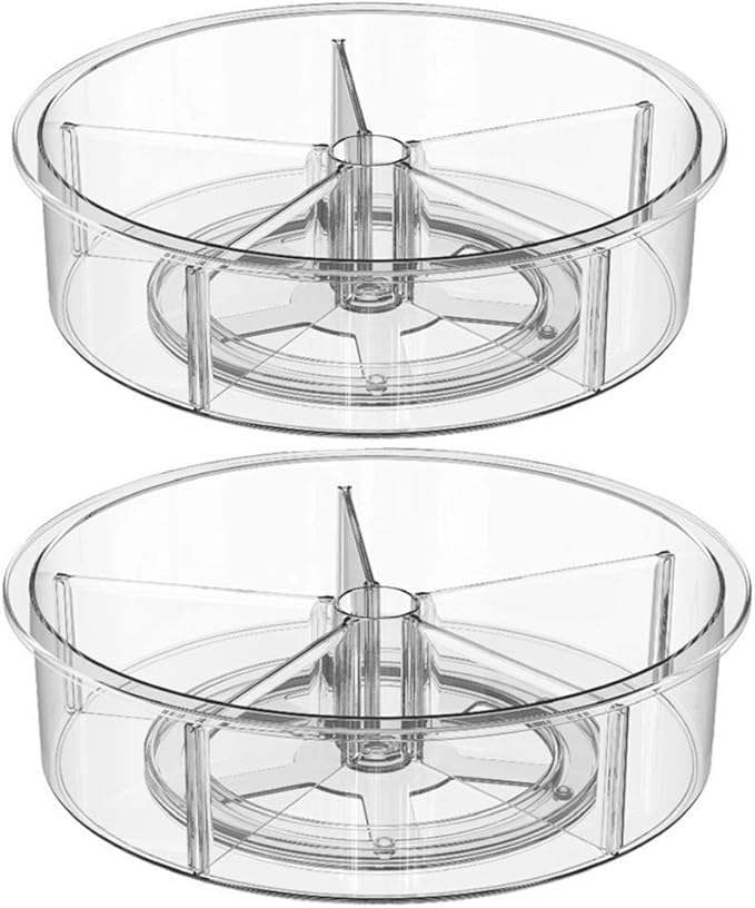 SANNO Round Lazy Susan RotatingTurntable Storage Container for Kitchen Cabinet, Pantry, Refrigerator, Countertop Food Safe Turntable Spice Rack for Cupboard,Spinning Organizes 2