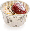 Restaurantware Panificio 1 Ounce Baking Cups 200 Pleated Cupcake Liners - Oven-Ready Freezable Black And White Paper Muffin Cases Disposable Vintage Floral For Wedding Parties Baby Showers