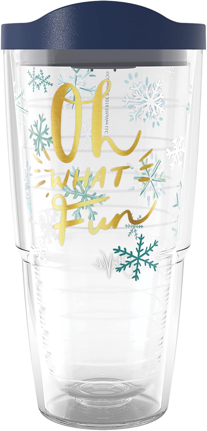 Tervis EttaVee Oh What Fun Christmas Holiday Made in USA Double Walled Insulated Tumbler Travel Cup Keeps Drinks Cold & Hot, 24oz, Oh What Fun