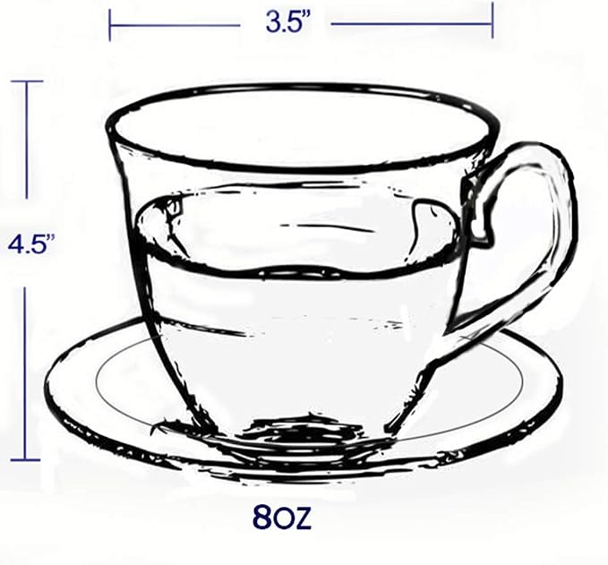 8oz. Set of 4 Coffee/Tea Cups On Metal Stand-Red and Ivory Flower