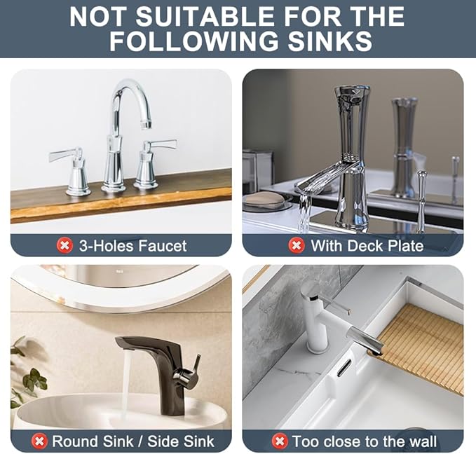 Silicone Faucet Drip Catcher Tray Mat - Upgraded Design - Sink Backsplash Guard Behind Faucet, Silicone Faucet Mat for Dish Soap Sponge Holder, Kitchen Counter Bathroom Kitchen Sink Splash Guard -Grey