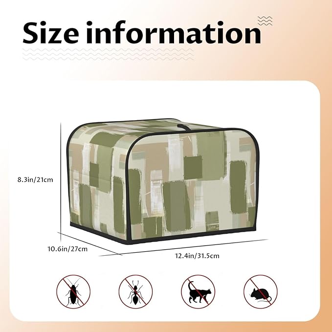Toaster Cover 4 Slice Modern Art Geometric Sage Green Kitchen Small Appliance Covers with Pockets Dust and Fingerprint Protection