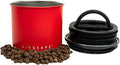 Planetary Design Airscape Stainless Steel Coffee Canister | Food Storage Container | US Patented Airtight Lid | Push Out Excess Air Preserve Food Freshness (Small, Matte Red)