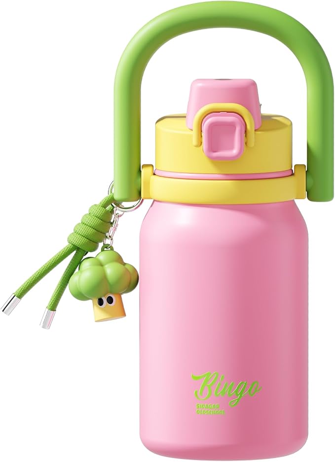 32 oz Insulated Water Bottle for Women with Straw & Handle, 316L Medical Grade Stainless Steel Tumbler, BPA & Lead-Free Leakproof Flask for Campus, Party & Trendy Aesthetic Gift, Dopamine Pink
