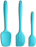 Silicone Spatula 3‑Piece Set Heat Resistant 600°F Non‑Stick Rubber Spatulas with Stainless Steel Core ALLWIN HOUSEWARE Large Spatula, Spoonula & Mini Spatula for Cooking & Baking, Macaron Blue