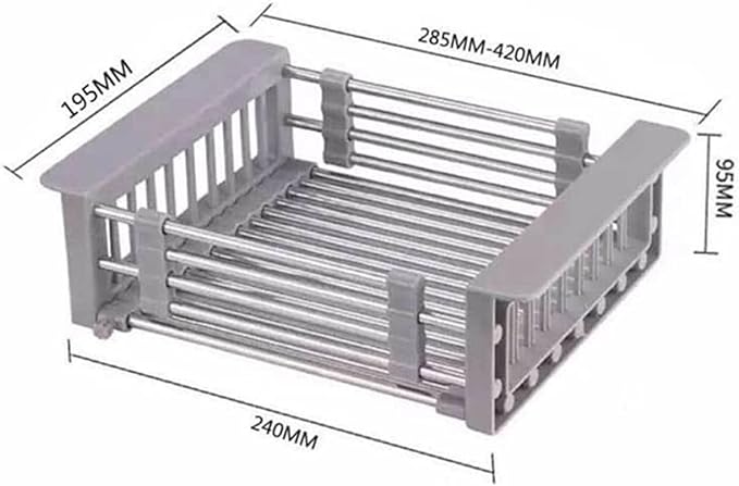 Draining rack Drain Basket Expandable Dish Drying Rack Over Sink Stainless Steel Dish Basket Drainer With Adjustable Arms Functional Kitchen Sink Strainer Basket