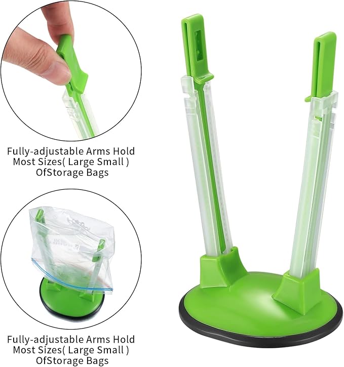 Baggy Rack, Freezer Bag Holder Stand, Adjustable Food Storage Holders, Plastic Food Prep Bag/Zip Lock Bag Holder Stand, for Meal Prep Bag, Kitchen Gadget