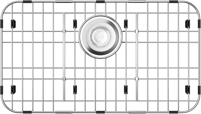 23’’ x 13’’ Sink Protectors for Kitchen Sink, Stainless Steel Kitchen Sink Protector, Sink Grate for Bottom of Kitchen Sink with Rear Drain, Sink Grid for Single Bowl Kitchen Sink