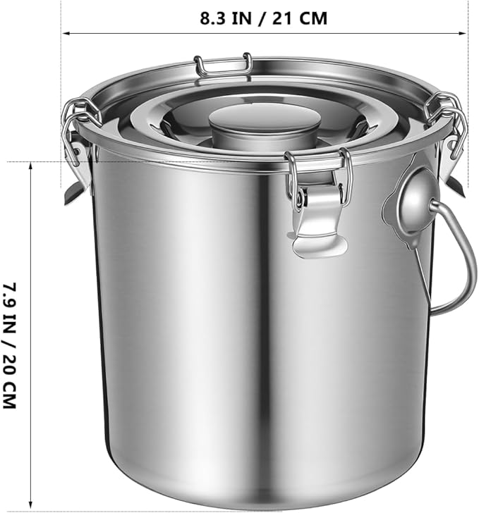 iplusmile Stainless Steel Airtight Canisters Container: 152 fl oz Airtight Clamp Lid Kitchen Food Storage Bucket for Rice Flour Grain Coffee Bean Flour Oil Sugar Milk