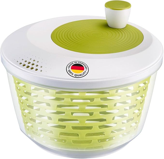 Westmark Salad Spinner, Capacity: 4.4 litres, ø 23.5 cm, Plastic, BPA-Free, Spinderella, Colour: Transparent/White/Green, 243022E1