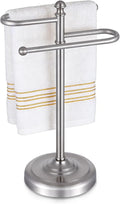 Hand Towel Stand,304 Stainless Steel Hand Towel Holder for Bathroom Kitchen Counter，14.5 Inch S-Shape Weighted Base Standing Hand Towel Rack Bar Holds 2 Towels (Brushed Nickel)