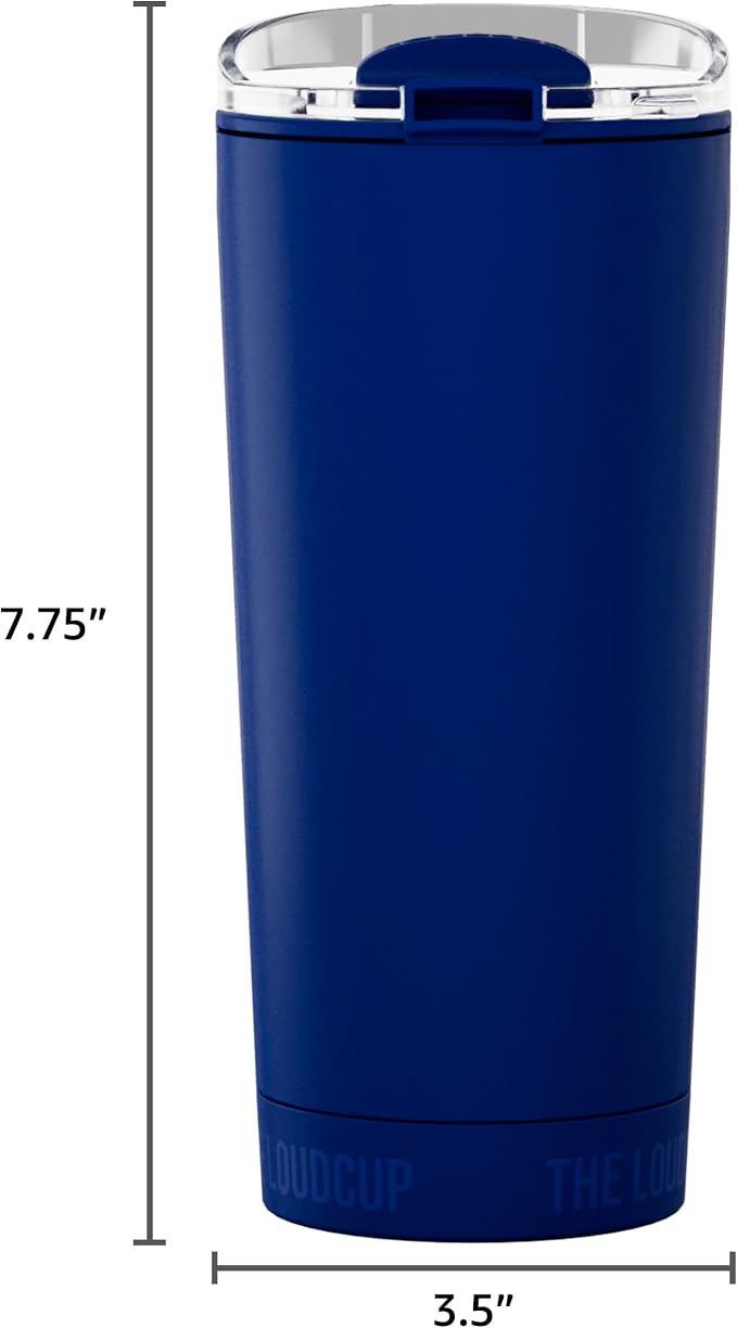 The LoudCup Blow Horn Tumbler, Cheer & Sip 2-in-1 Reusable Water Bottle with Built-In Horn for Sports Games, Tailgates, Parties & Events, BPA-Free, 16 oz, Classic Navy