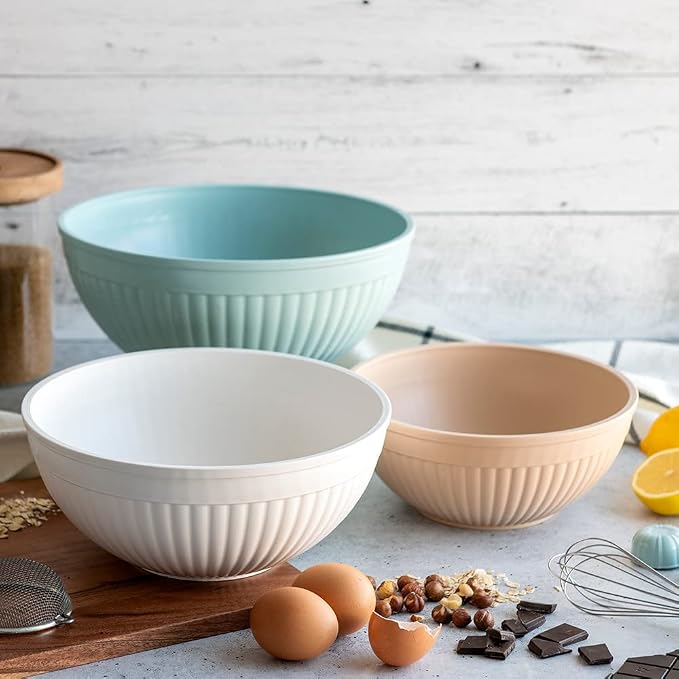 Nordic Ware Prep and Serve Mixing Bowls Set, 3-Piece, Earth-Tones