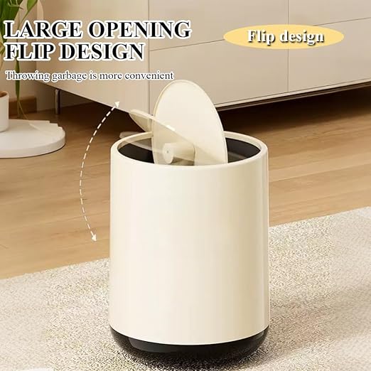 Plastic Round Trash can, Universal Trash can with lid, Open, Suitable for Living Room, Bedroom, Restaurant, Office, Study Room(B)