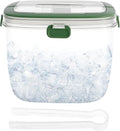 5L Portable Ice Cube Storage Bin, Clear Ice Bucket for Freezer with Lid & Tong for Outdoor Camping, Plastic Refrigerator Ice Cube Trays Storage Bin for Whiskey Wine Cocktail Party