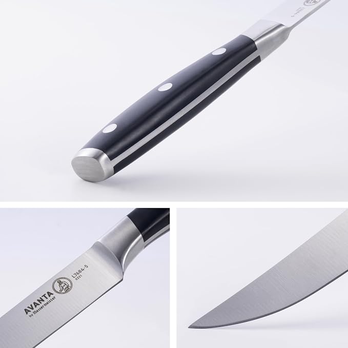 Messermeister Avanta 5” Fine Edge Steak Knife Set - Pack of 2 - German X50 Stainless Steel - Rust Resistant & Easy to Maintain - Includes 8 Total Steak Knives