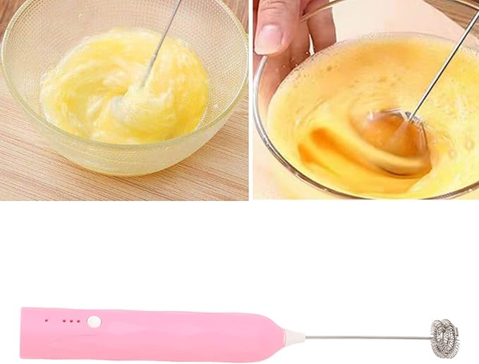 Rechargeable Milk Frother & Egg Beater 3Speed Handheld Electric Whisk with 2 Stainless Steel Heads USB Charging for Coffee Matcha Hot Chocolate (Apricot)