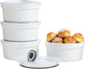 12 oz Ramekins with Lids Oven Safe, Creme Brulee Ramekins with Covers, Ceramic Small Baking Dishes Set of 4, Souffle Dishes Bowls Dishwasher Safe, Mothers Day Gifts for Mom