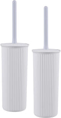 Superio Decorative Plastic Toilet Bowl Brush and Holder Set, Cleaner Scrubber for Bathroom (2, Smoke White)