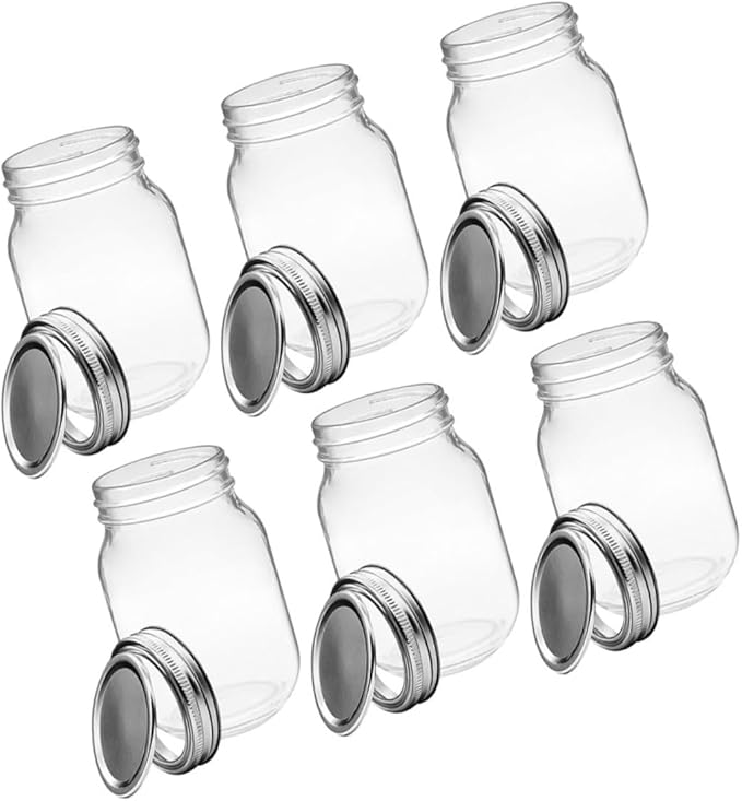 GANAZONO 6pcs Jars with Airtight Lids Reusable Containers for Jam Syrup and Honey Storage Fruit Jelly Cans for Outdoor Use and Meal Prep