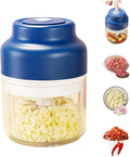 Electric Garlic Chopper, 2026 Upgraded Food Processor, USB Rechargeable Portable Wireless Veggie Chopper with 6 Stainless Steel Blades for Garlic Onion Chili Nuts Meat (blue, 320ml)