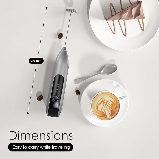GOCHA | FrothMaster X2 Rechargeable Milk Frother – 2-Speed Handheld Foam Maker for Coffee, Lattes, Matcha – USB-C Charging, Stainless Steel Whisk, Stand Included (Silver)