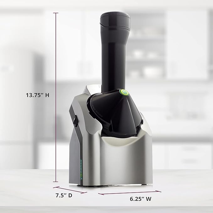 Yonanas Classic Frozen Fruit Soft Serve Maker for Healthy Vegan and Dairy-Free Treats, 200W Silver Machine with 36 Recipes, BPA Free, Easy to Clean, Quick and Simple to Use