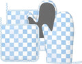 Oven Mitts and Pot Holders Set, Checkerboard Pattern Pastel Blue Silicone Kitchen Accessories 4 Piece Heat Resistant Long Gloves Potholder Non-Slip Grip for Chef Cooking Baking Grilling BBQ