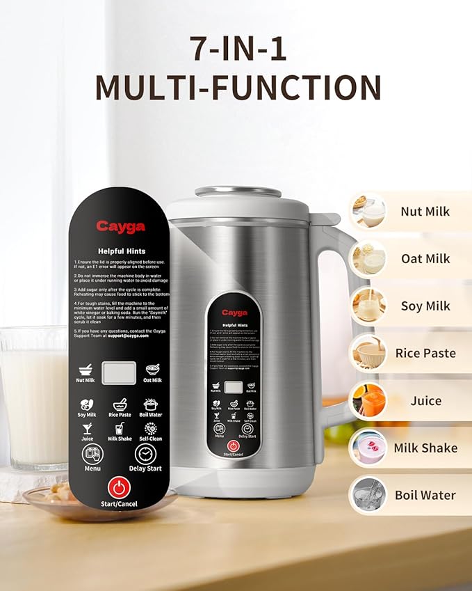 40oz Nut Milk Maker Machine Stainless Steel Soy Milk Maker Homemade Almond, Oat, Juice, Coconut, Plant-Based and Non-Dairy Beverages with Self Clean, Boil Water, Delay Start, Keep Warm