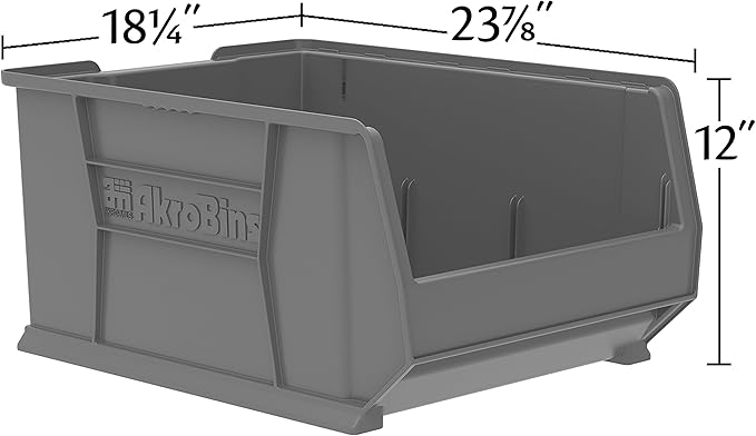 Akro-Mils 30289 Super-Size AkroBins Plastic Storage Bins, Space-Saving Stackable Bins for Garage, Classroom, Warehouse Organization, 24" L x 18" W x 12" H, Clear, 1-Pack