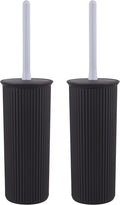 Superio Decorative Plastic Toilet Bowl Brush and Holder Set, Cleaner Scrubber for Bathroom (2, Brown)