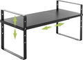 Across-Star Expandable Cabinet Shelf Organizer Rack, Stackable Kitchen Counter Storage Shelves Stand, Adjustable Height Pantry Shelf Spice Rack (Black, 1 Pack)