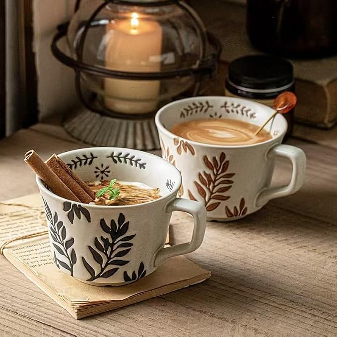 Ceramic Coffee Mugs 12 oz, Cups Set of 4, Mug for Coffee Milk Latte Cappuccino Tea, for Office Home shwasher Microwave Freezer Safe(Golden)