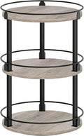YATINEY 3-Tier Lazy Susan Organizer, Rotating Spice Rack, Spinning Organizer, Industrial Turntable Spice Rack Organizer for Cabinet, Kitchen Countertop, Greige and Black SR23BG