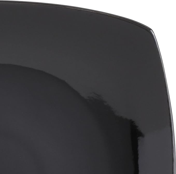 Gibson Elite Soho Lounge Square Reactive Glaze Stoneware Dinnerware Set, Service for 4 (16pc), Black