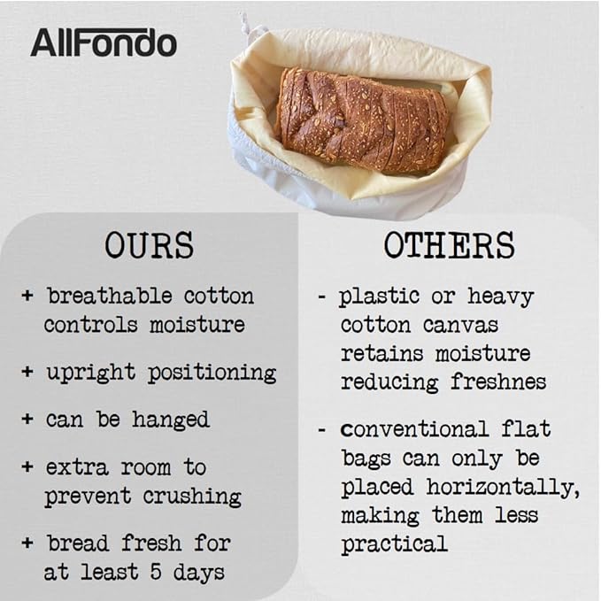 XXL Reusable Sourdough Bread Bag | Beeswax Bags for Homemade Bread | Cotton Beeswax Lined bags for Sourdough | Storage Accessories | White (2 Layers)