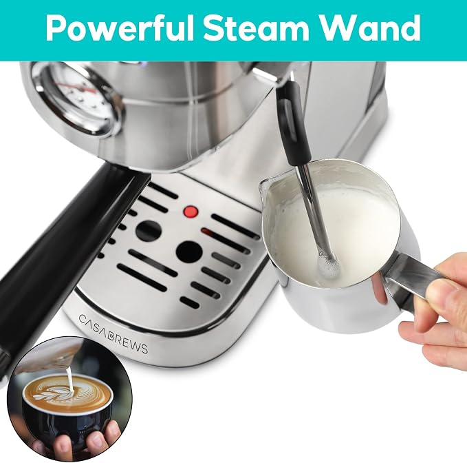CASABREWS Espresso Machine with Steam Milk Frother & Milk Frothing Pitcher, Gift for Coffee Lovers