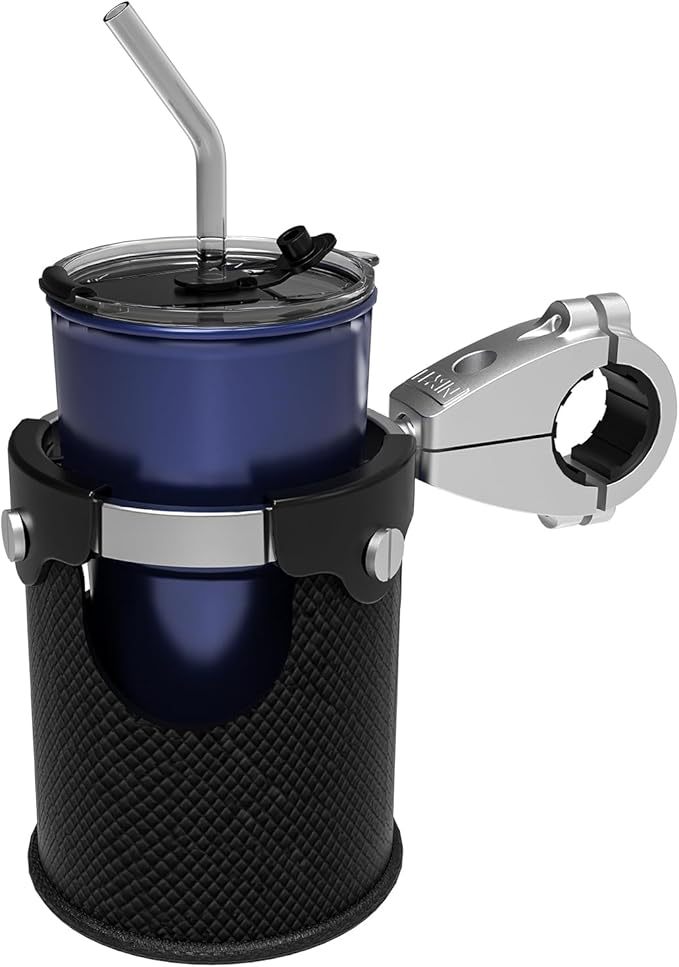 LEXIN LX-C3 Motorcycle Cup Holder with 360°swivel ball-Mount, Large Boat Drink Holder with Basket, Metal Handlebar Mount for Motorcycle Passenger/ATV/Scotter/Harley, Fits Handlebar 7/8'' to 1 1/4''