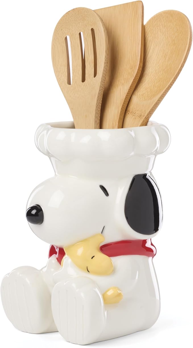 Lenox 897681 Chef Snoopy Figural Utensil Crock 4-Piece Set