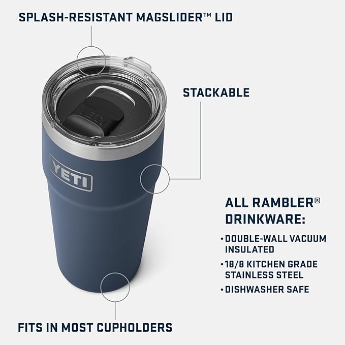 YETI Rambler 20 oz Stackable Tumbler, Stainless Steel, Vacuum Insulated with MagSlider Lid Pour Over Coffee Maker Accessory Ramblers, White