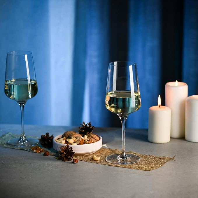 Krosno White and Sparkling Large Wine Glasses Drinking 13,5 oz – Set of 4, Infinity Collection, Elegant Long Stem Cocktail Crystal Set Wedding Gift, Lead-Free Glass, Homes, Restaurants & Kitchen