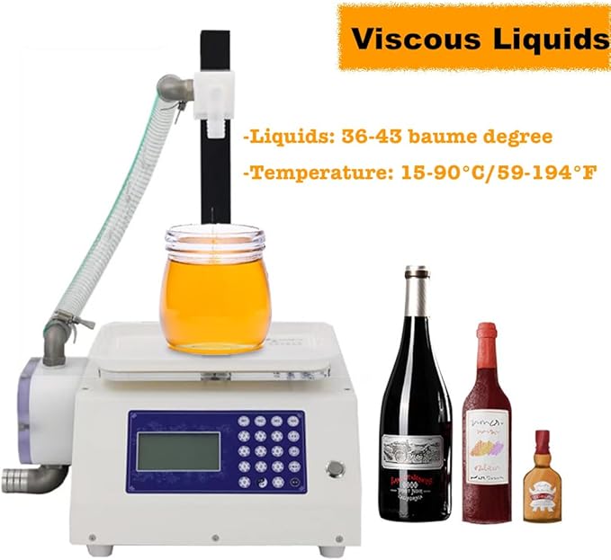 Honey Filling Machine, Automatic Quantitative Viscous Liquid Filing Machine, 100-5000g Bottle Filling Machine, Digital Control Quick Filler for Ketchup Syrup Paste Lotion Filling