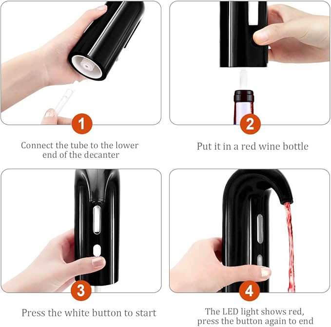 Electric Wine Aerator, Wine Aeration and Decanter Wine Dispenser Spout Pourer,Wine Accessories Gift for Wine Lovers-Black