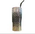 HYDRAFLOW Capri BLING - 20oz Tumbler with Straw - Triple Wall Vacuum Insulated Insulated Travel Cup - Stainless Steel - Reusable Cup with Dual Lid (Geometric Bling Rhinestone)