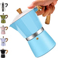12 Cup Aluminum Moka Pot Classic Stovetop Espresso Coffee Maker 600ml 20oz Coffeemaker Percolator Mocha Pot Greca Coffee Maker Cafe Makers for Italian and Cuban Café Brewing Blue