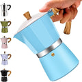 9 Cup Aluminum Moka Pot Classic Stovetop Espresso Coffee Maker 450ml 15oz Coffeemaker Percolator Mocha Pot Greca Coffee Maker Cafe Makers for Italian and Cuban Café Brewing Blue