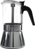 The London Sip Glass and Stainless Steel Stovetop Espresso Maker Moka Pot Italian Coffee Percolator, Glass, Small (5.07 oz)